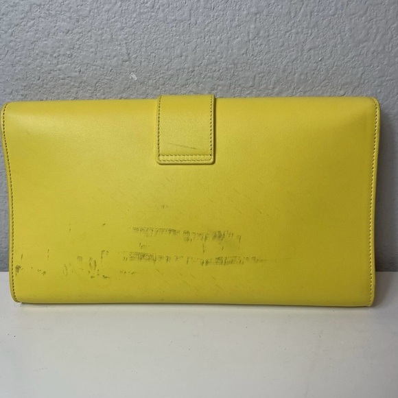 Vintage Saint Laurent Paris Y-LINE Yellow Clutch π | Stylish Handbag | Pre-Owned - Picture 8 of 13